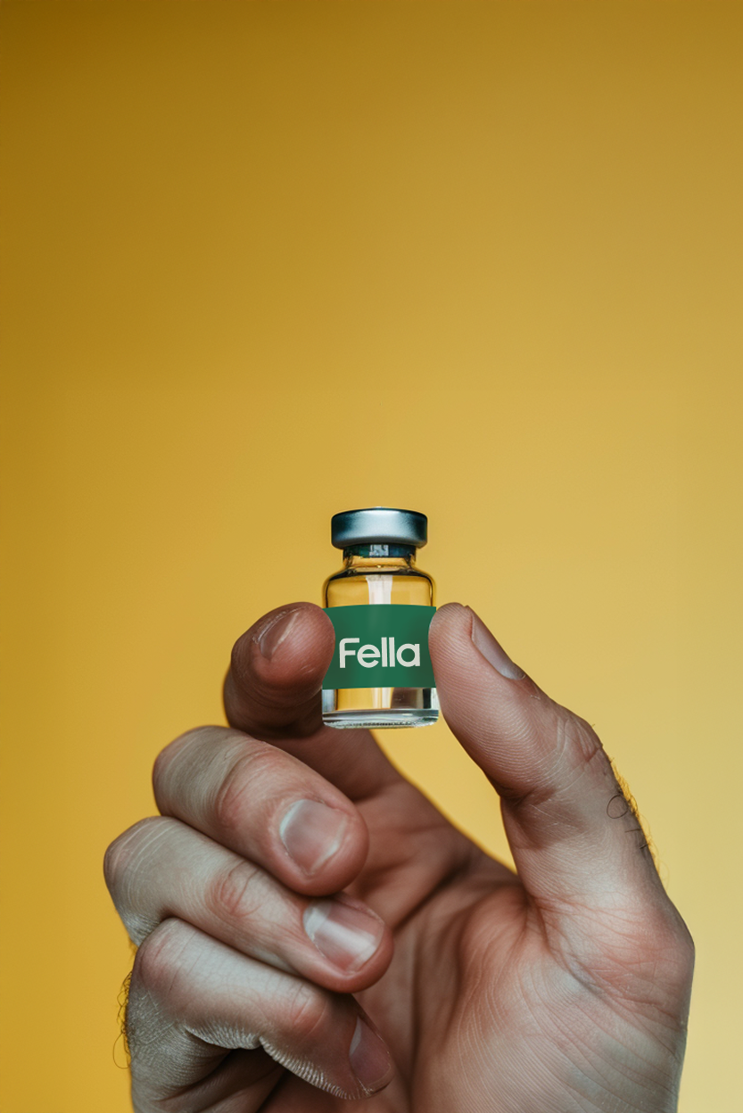 Stylized blue duotone portrait of a person facing the camera with arms crossed